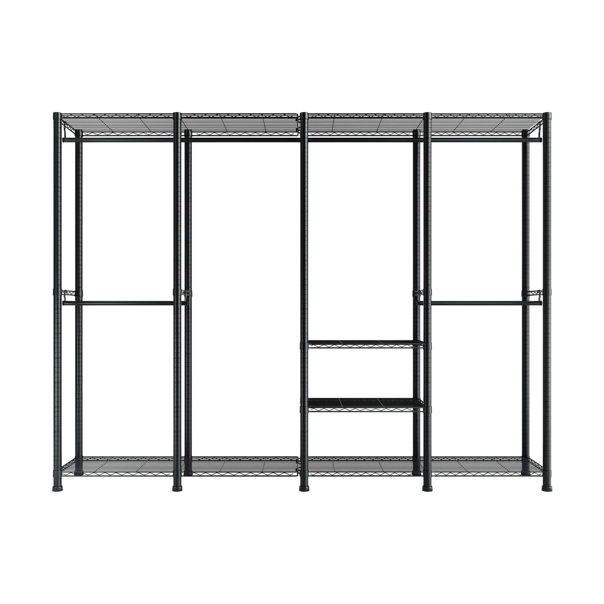 Clothing Garment Rack, Heavy Duty Closet Wardrobe, Adjustable Tiers Clothes Racks with Steel Frame, 1100 lbs Load Capacity Clothes Rack with 4 Hanging Rods for Bedroom, Clothing Store, Hallway