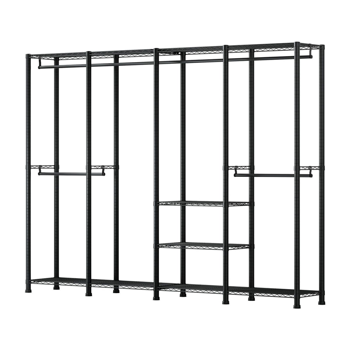 Clothing Garment Rack, Heavy Duty Closet Wardrobe, Adjustable Tiers Clothes Racks with Steel Frame, 1100 lbs Load Capacity Clothes Rack with 4 Hanging Rods for Bedroom, Clothing Store, Hallway
