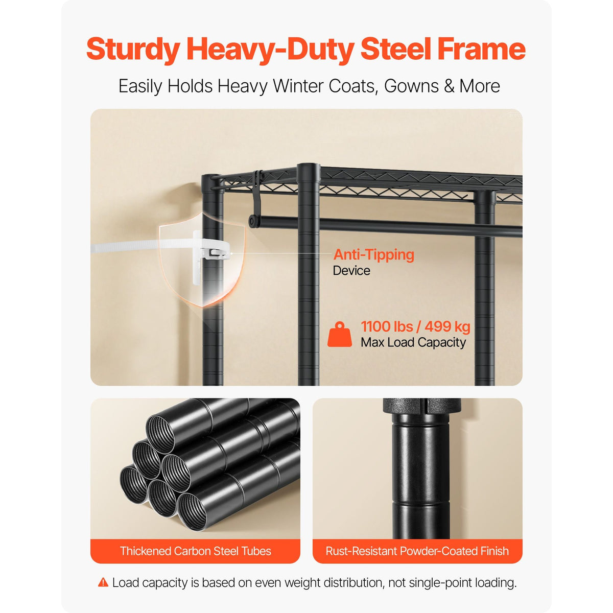 Clothing Garment Rack, Heavy Duty Closet Wardrobe, Adjustable Tiers Clothes Racks with Steel Frame, 1100 lbs Load Capacity Clothes Rack with 4 Hanging Rods for Bedroom, Clothing Store, Hallway