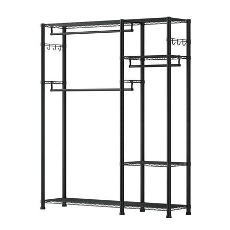 Clothing Garment Rack, Heavy Duty Clothes Rack, 6 Adjustable Tiers Clothes Racks with Steel Frame, 800 lbs Load Capacity Closet Wardrobe with 3 Hanging Rods for Bedroom, Clothing Store, Hallway