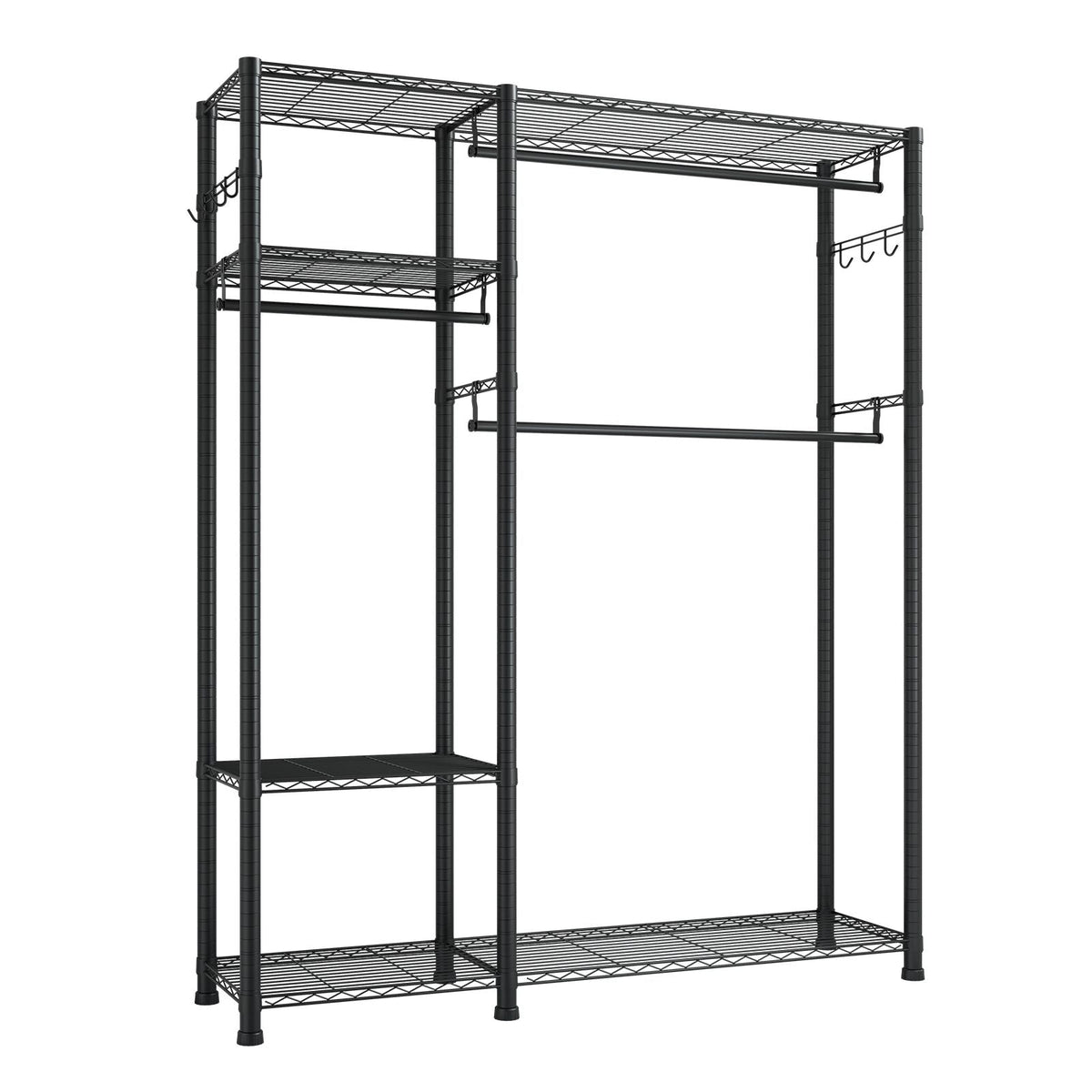 Clothing Garment Rack, Heavy Duty Clothes Rack, 6 Adjustable Tiers Clothes Racks with Steel Frame, 800 lbs Load Capacity Closet Wardrobe with 3 Hanging Rods for Bedroom, Clothing Store, Hallway