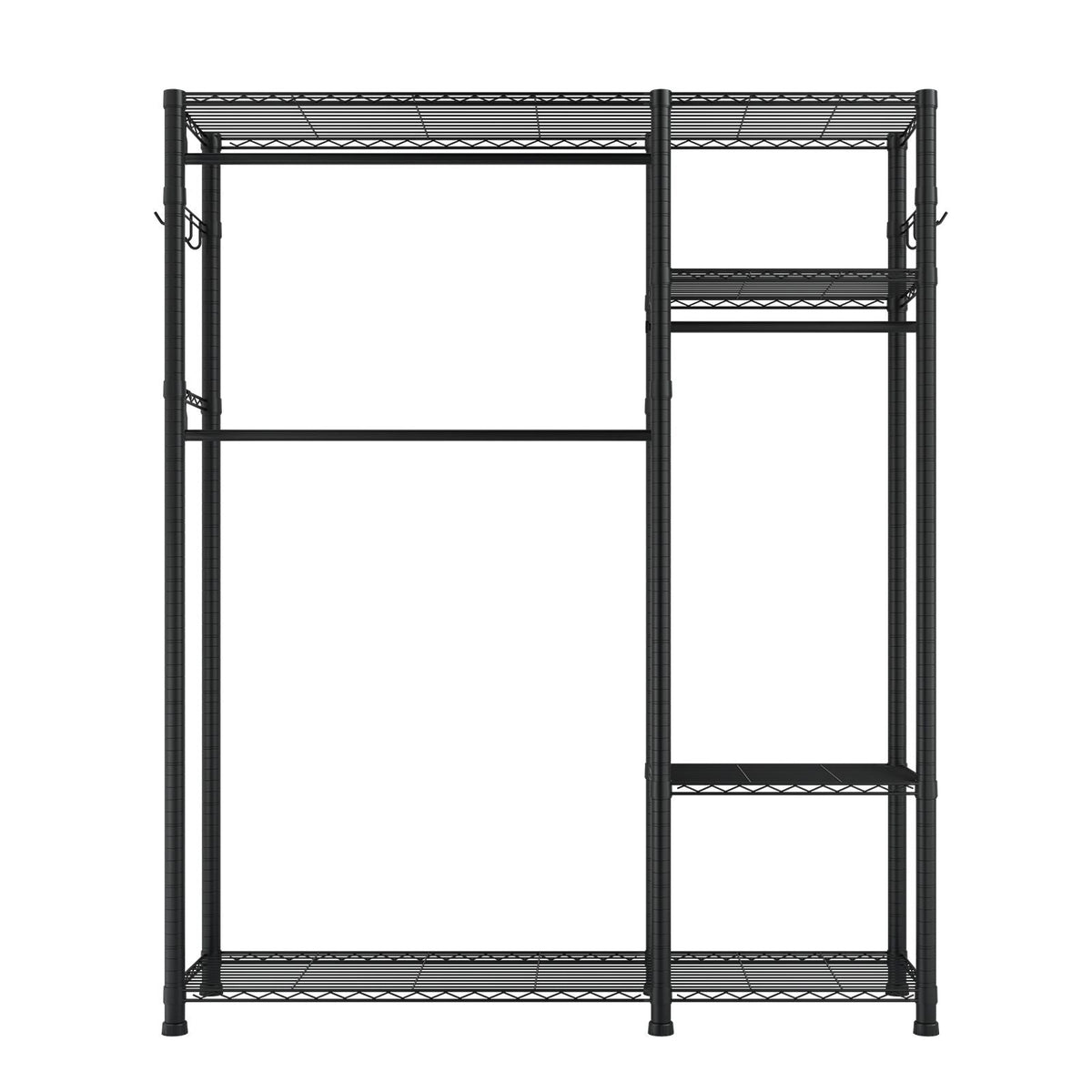 Clothing Garment Rack, Heavy Duty Clothes Rack, 6 Adjustable Tiers Clothes Racks with Steel Frame, 800 lbs Load Capacity Closet Wardrobe with 3 Hanging Rods for Bedroom, Clothing Store, Hallway