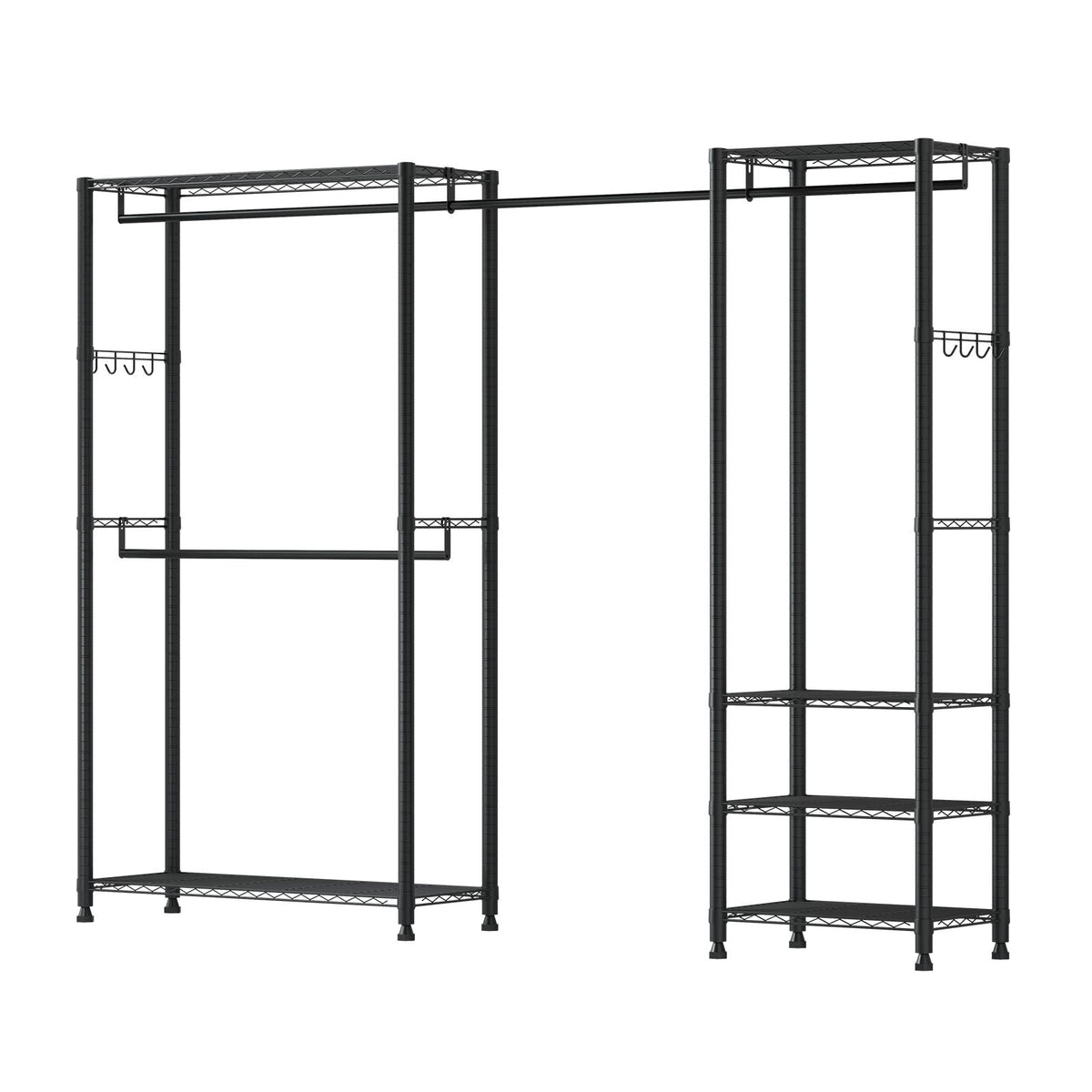 Clothing Garment Rack, Heavy Duty Clothes Rack, Freestanding Clothes Racks with Steel Frame, 800 lbs Load Capacity Closet Wardrobe with Storage Shelves for Bedroom, Clothing Store, Hallway