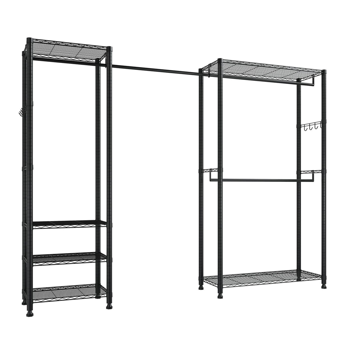 Clothing Garment Rack, Heavy Duty Clothes Rack, Freestanding Clothes Racks with Steel Frame, 800 lbs Load Capacity Closet Wardrobe with Storage Shelves for Bedroom, Clothing Store, Hallway