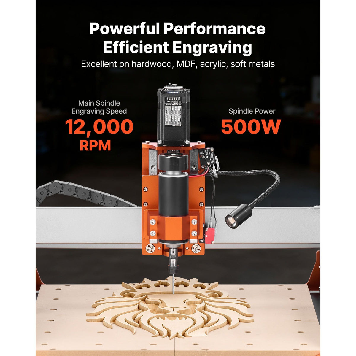 CNC Router Machine, 500W Spindle, 3-Axis Wood Engraving Milling Machine, with Dual Linear Rails & Ball Screw, 15.75 x 15.75 x 3.74 in Working Area, Trim Router, for Wood Acrylic Carving Cutting