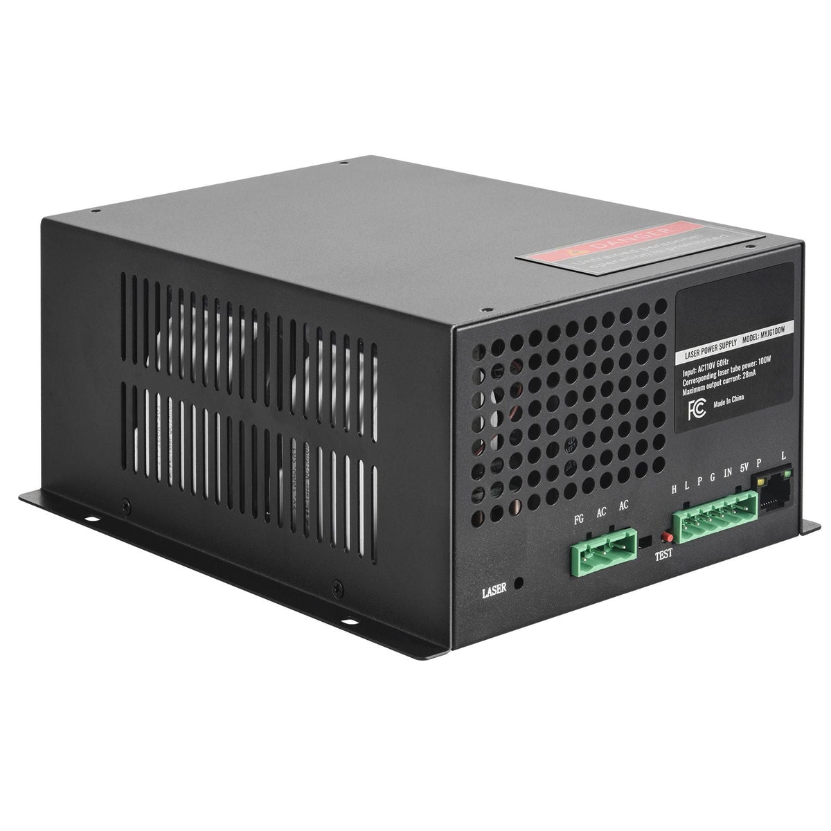 CO2 Laser Power Supply, 100W, Power Supply for 100W Laser Tube, Constant Current Protection, Open Circuit Protection, Fast Heat Dissipation, Compatible for Multi-brand Laser Engravers & Cutters