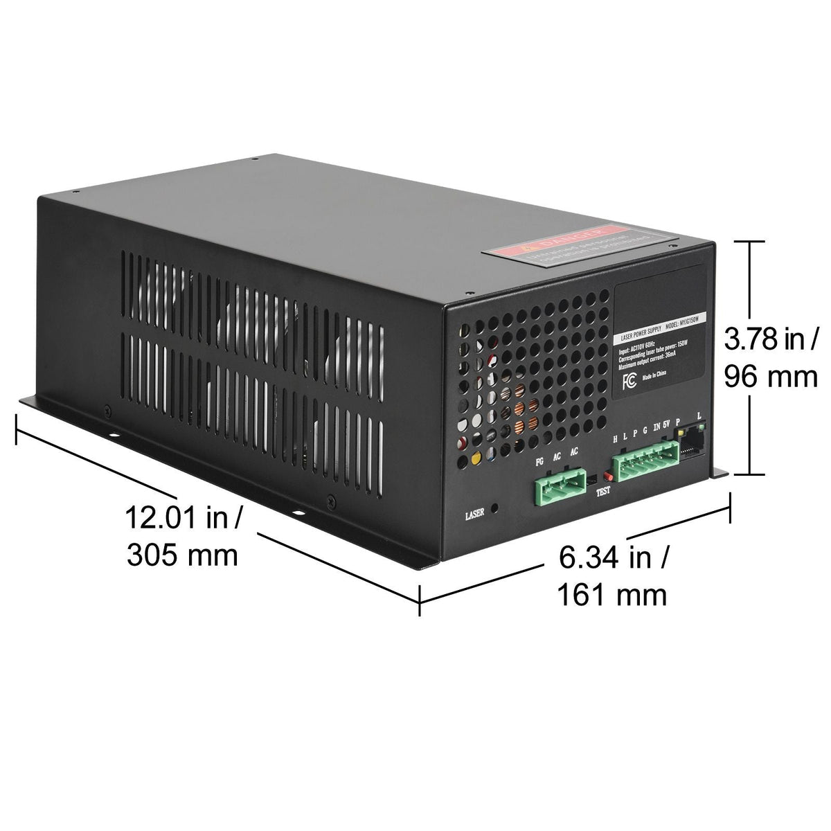 CO2 Laser Power Supply, 150W, Power Supply for 150W Laser Tube, Constant Current Protection, Open Circuit Protection, Fast Heat Dissipation, Compatible for Multi-brand Laser Engravers & Cutters