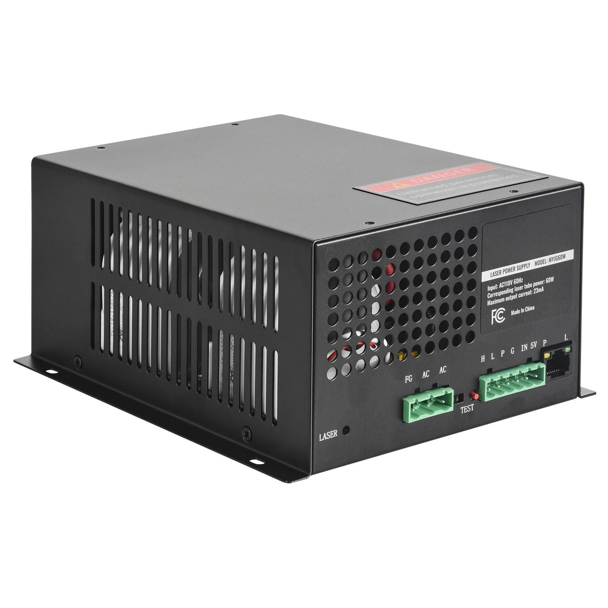 CO2 Laser Power Supply, 60W, Power Supply for 60W Laser Tube, Constant Current Protection, Open Circuit Protection, Fast Heat Dissipation, Compatible for Multi-brand Laser Engravers & Cutters