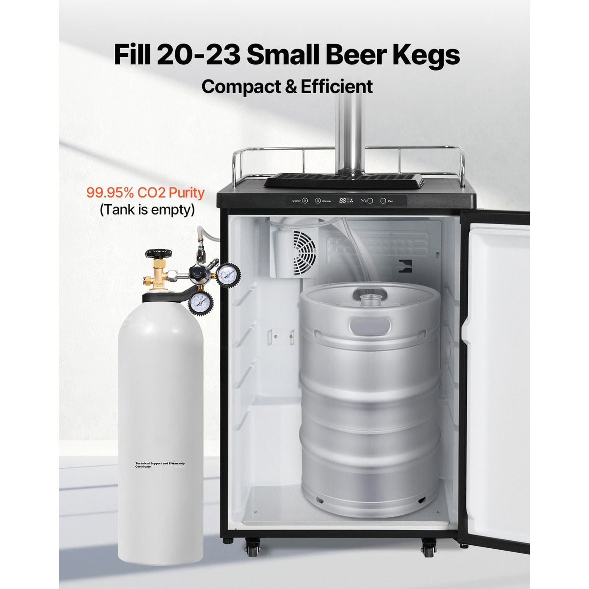 CO2 Tank, 20 lbs New Aluminum Alloy Cylinder, CO2 Air Tank with Light Spray Coating, CGA320 Valve, Handle & Purple Copper Siphon, DOT Approved Cylinder for Draft Beer Dispensing and Soda Maker