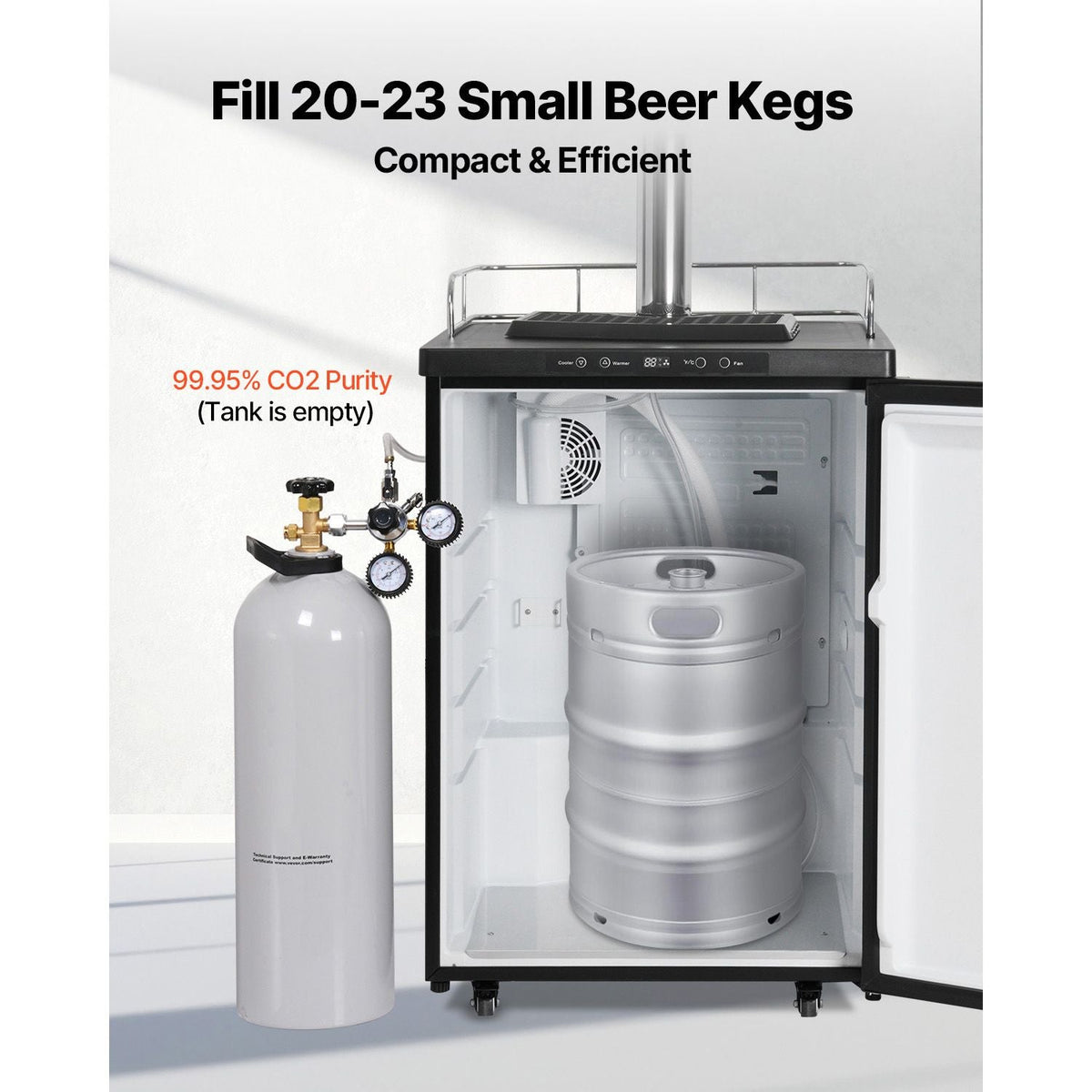 CO2 Tank, 20 lbs New Aluminum Alloy Cylinder, CO2 Air Tank with Spray Coating, CGA320 Valve, Handle & Adjustable Pressure, DOT & TC Approved Cylinder for Draft Beer Dispensing and Soda Maker