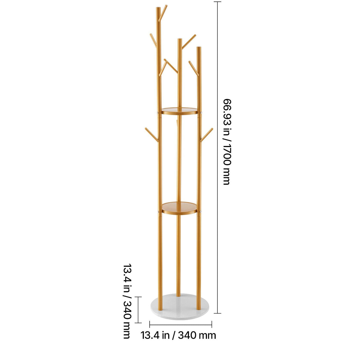 Coat Rack, Freestanding Coat Rack Stand with Quartz Stone Base & 9 Hooks, Free Standing Hall Coat Tree for Entryway, Bedroom, Office, Living Room, Modern Clothes Hanger for Coat, Hat, Scarf, Bag