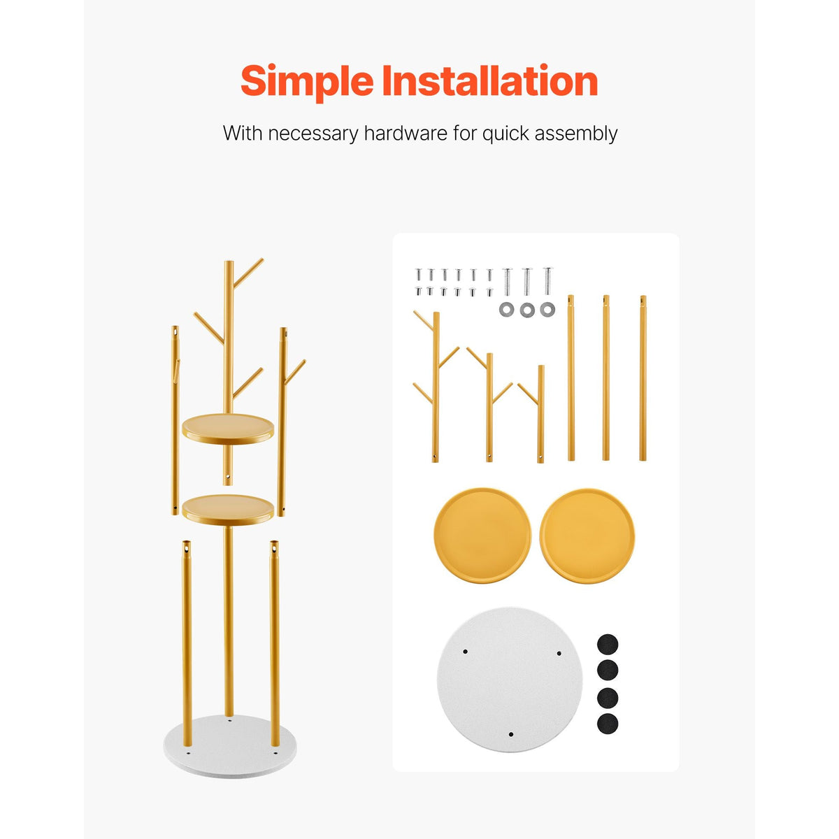 Coat Rack, Freestanding Coat Rack Stand with Quartz Stone Base & 9 Hooks, Free Standing Hall Coat Tree for Entryway, Bedroom, Office, Living Room, Modern Clothes Hanger for Coat, Hat, Scarf, Bag