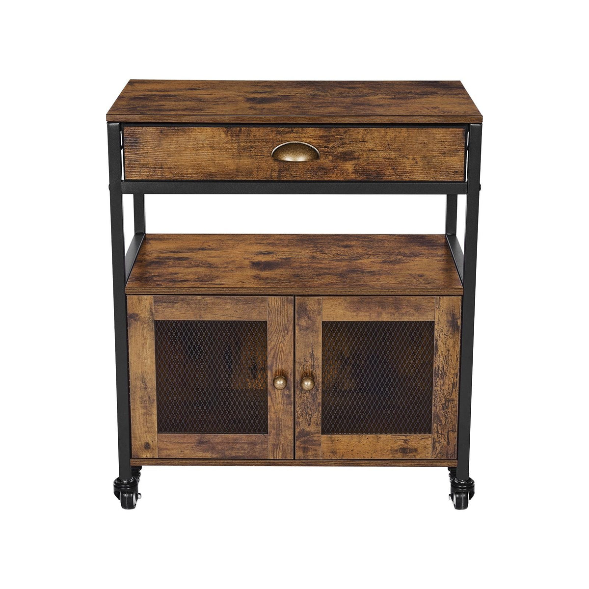Coffee Bar Cabinet, 24 Inch Farmhouse Coffee Bar Cabinet with Storage, Movable Coffee Bar Table with Wheels & Mesh Door, Sideboard Buffet Cabinet for Kitchen, Entryway
