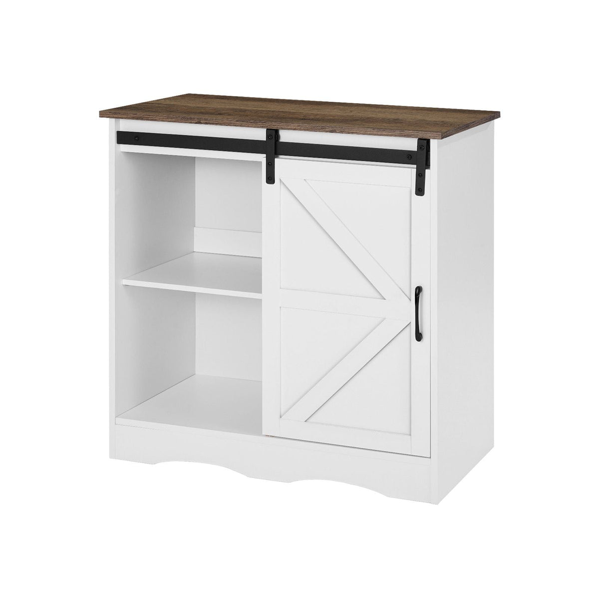 Coffee Bar Cabinet, 31.5 x 13.8 x 31.5 in Farmhouse Coffee Bar Cabinet with 3-Tier Storage, Coffee Bar Table with Barn Door, Farmhouse Sideboard Buffet Cabinet for Living Room, Entryway