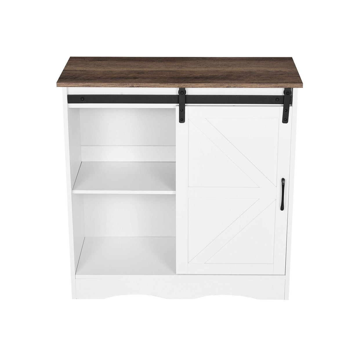 Coffee Bar Cabinet, 31.5 x 13.8 x 31.5 in Farmhouse Coffee Bar Cabinet with 3-Tier Storage, Coffee Bar Table with Barn Door, Farmhouse Sideboard Buffet Cabinet for Living Room, Entryway