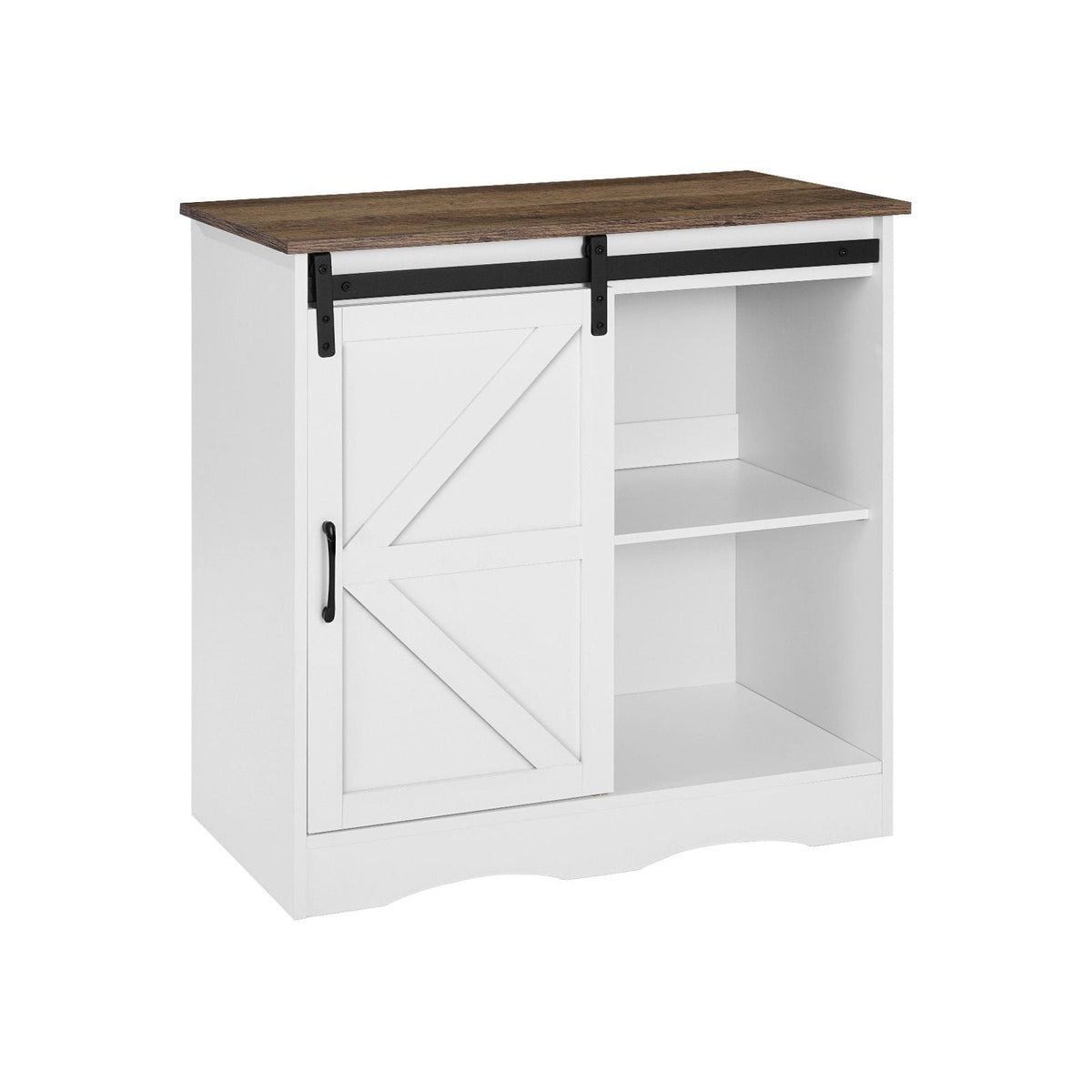 Coffee Bar Cabinet, 31.5 x 13.8 x 31.5 in Farmhouse Coffee Bar Cabinet with 3-Tier Storage, Coffee Bar Table with Barn Door, Farmhouse Sideboard Buffet Cabinet for Living Room, Entryway