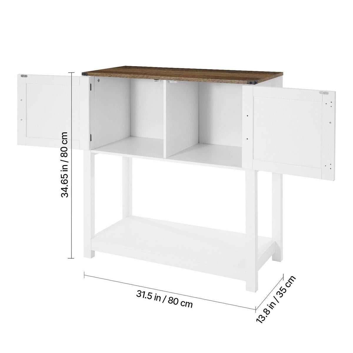Coffee Bar Cabinet, 31.5 x 13.8 x 34.6 in Farmhouse Coffee Bar Cabinet with 3-Tier Storage, Coffee Bar Table with Magnet Doors, Farmhouse Sideboard Buffet Cabinet for Living Room, Entryway