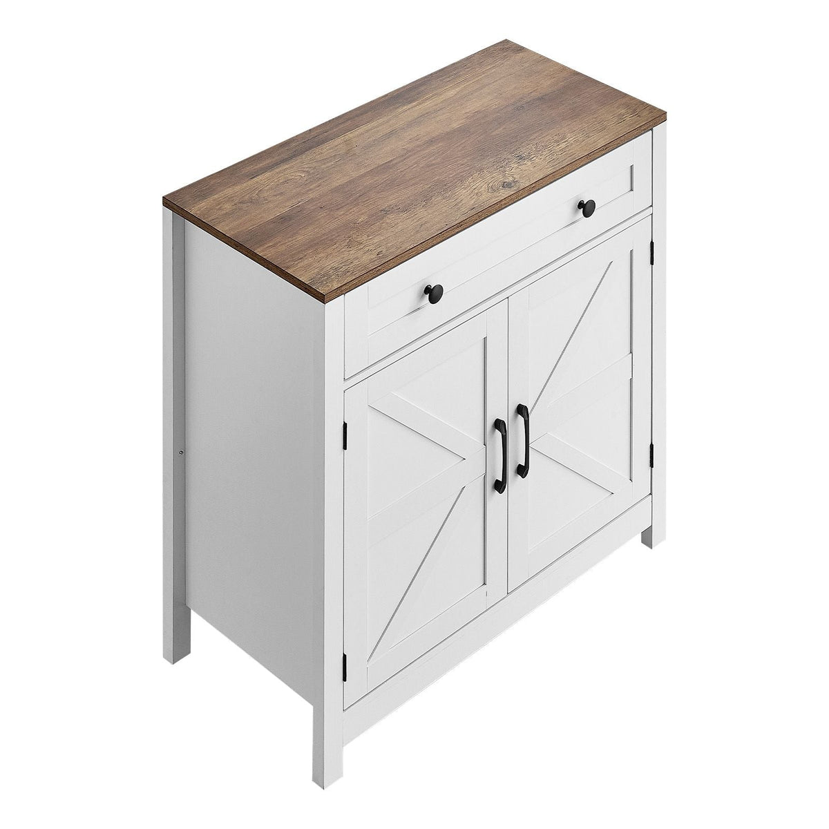 Coffee Bar Cabinet, Farmhouse Coffee Bar Table with Drawer, Buffet Stand Cabinet with 2 Barn Door, Sideboard Buffet Station for Living Room, Entryway, Kitchen, 29.5 x 14.7 x 31.5 in, White