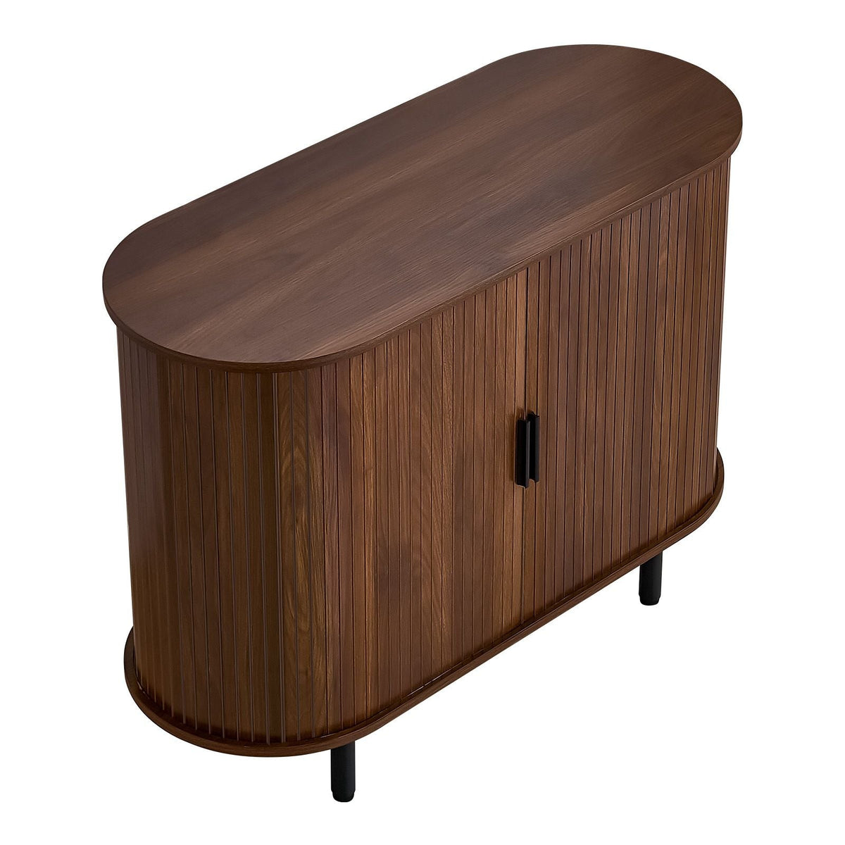 Coffee Bar Cabinet, Mid Century Fluted Coffee Bar Table, Buffet Stand Cabinet with 2 Sliding Doors, Sideboard Buffet Station for Living Room, Entryway, Kitchen, 39.3 x 15.7 x 29.5 in, Walnut