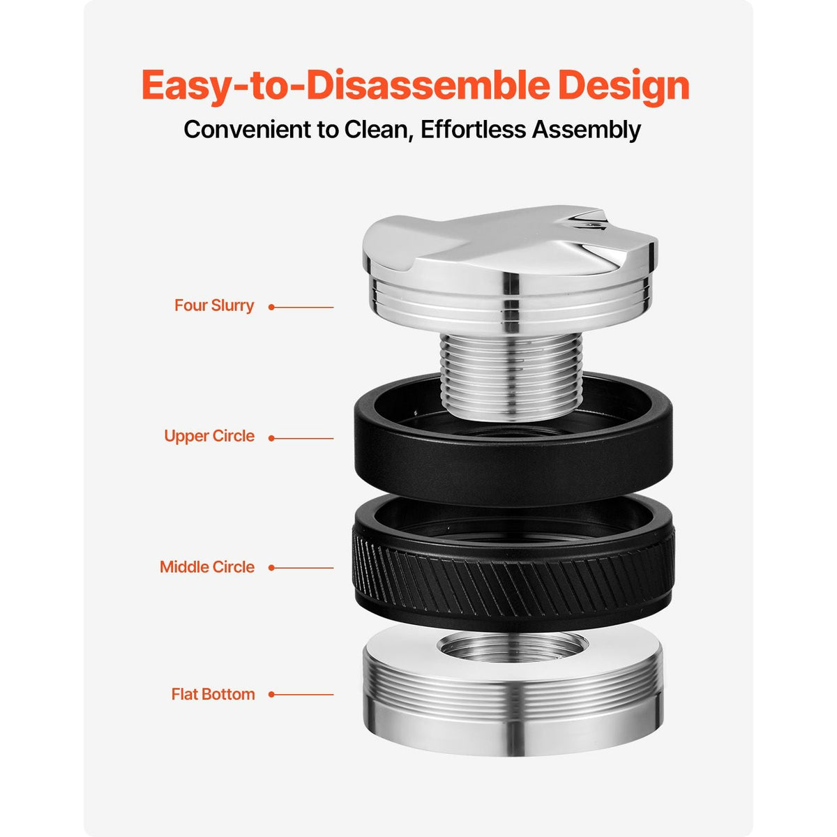 Coffee Distributor 51mm, 2-in-1 Adjustable Espresso Distributor with Fan-Shaped Base, Coffee Distributor 304 Stainless Steel with Easy-to-Disassemble Design