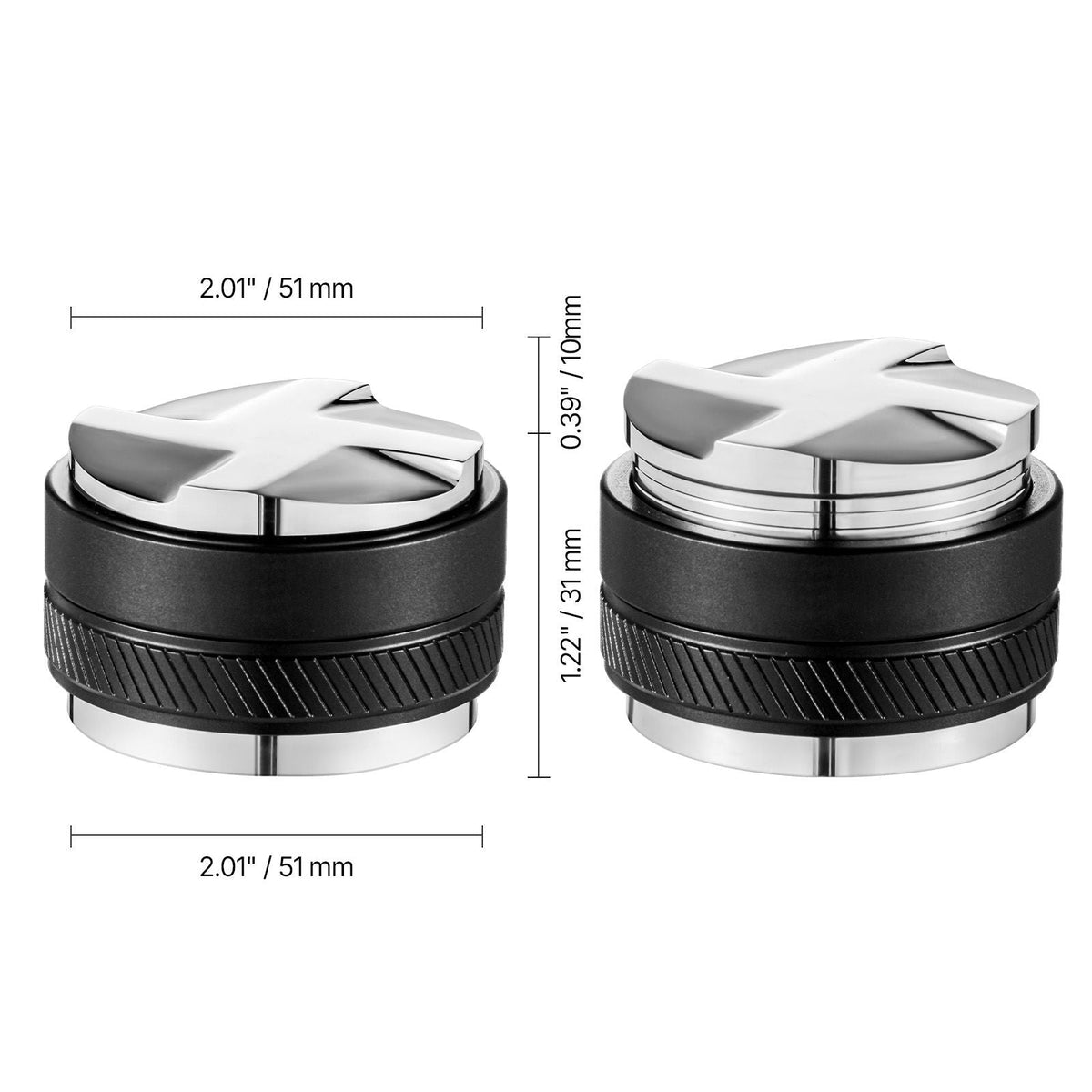 Coffee Distributor 51mm, 2-in-1 Adjustable Espresso Distributor with Fan-Shaped Base, Coffee Distributor 304 Stainless Steel with Easy-to-Disassemble Design