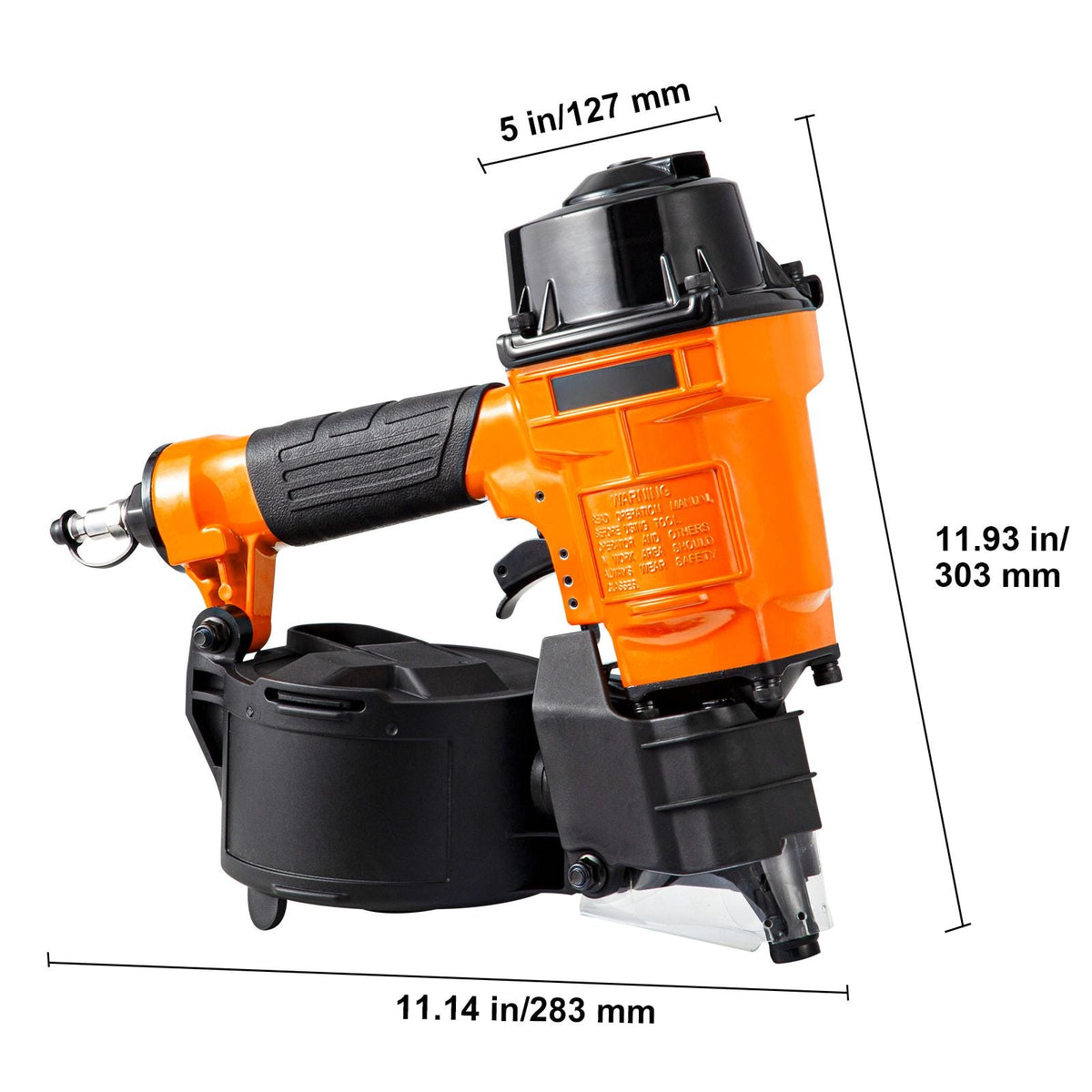 Coil Siding Nailer MCN55, 1 inch to 2-1/4 inch 15 Degree Pneumatic Siding Nail Gun, 70-120PSI Air Coil Nailer for Siding, Pallet Sheathing, Fencing, Decking