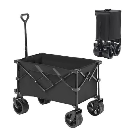 Collapsible Folding Wagon, 220 L Beach Wagon Cart with All-Terrain Wheels, Heavy Duty Folding Wagon Cart Max 330 lbs with Drink Holders, Sports Wagon for Camping, Shopping, Garden