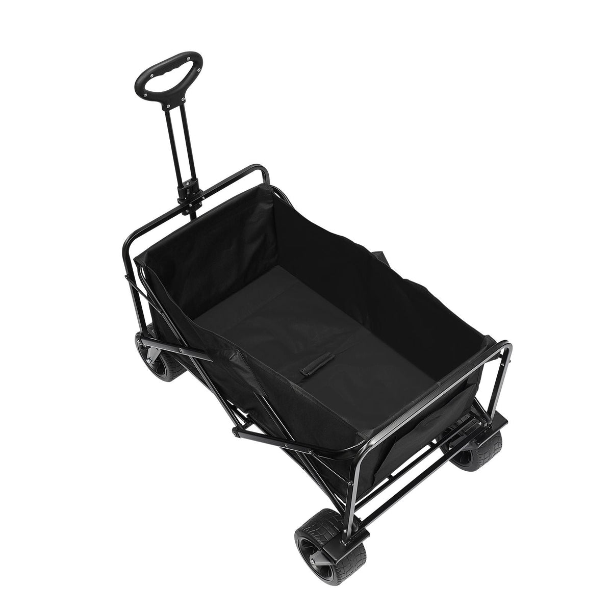 Collapsible Folding Wagon, 3 cu.ft Beach Wagon Cart with All-Terrain Wheels, Heavy Duty Folding Wagon Cart 350 lbs Weight Capacity with Drink Holders, Sports Wagon for Camping, Shopping, Garden