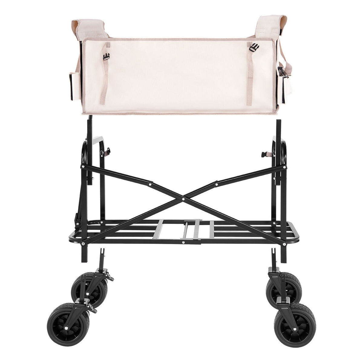 Collapsible Folding Wagon, 550lb Load & 220L, 2 in 1 Foldable Wagon Cart Converts to Bench, Utility Wagon with Adjustable Handle, Outdoor Cart for Groceries Shopping, Camping, Gardening