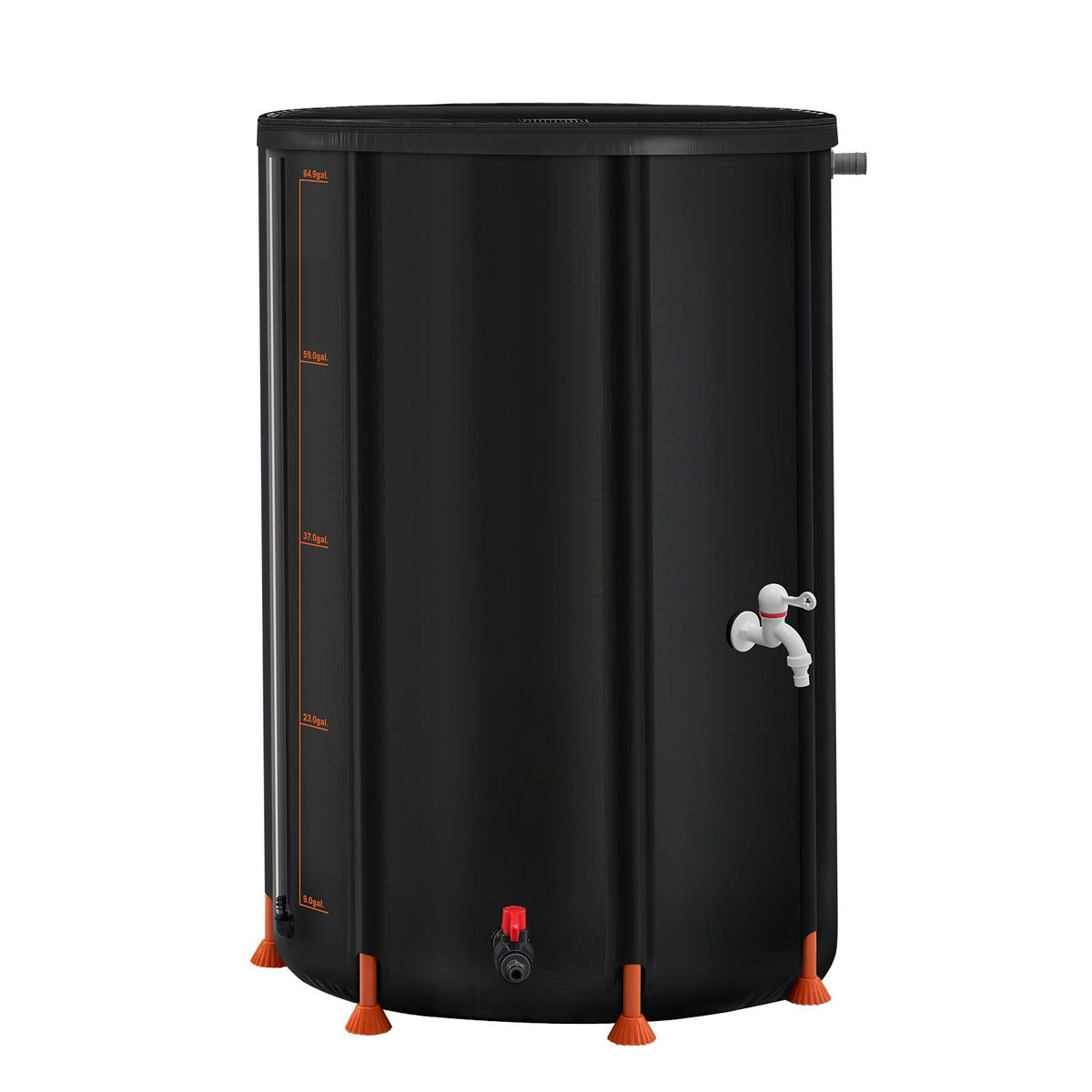 Collapsible Rain Barrel, 66 Gallon Portable Rain Water Collection Barrel, 500D PVC Rainwater Collection System, Garden Water Catcher Tank Storage Container with Spigot & Overflow Kit, Black
