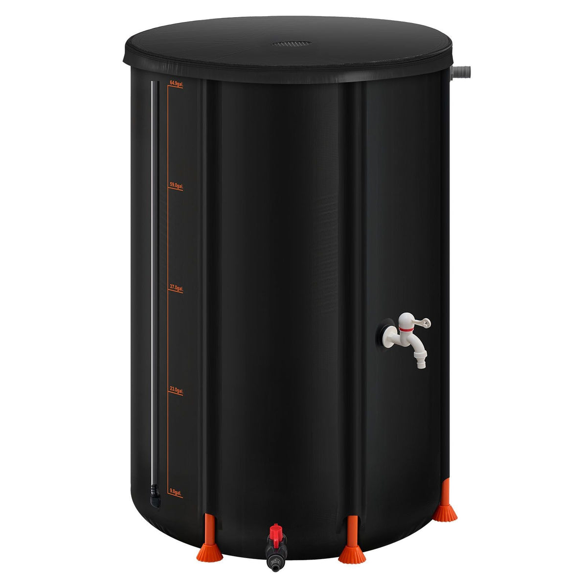 Collapsible Rain Barrel, 66 Gallon Portable Rain Water Collection Barrel, 500D PVC Rainwater Collection System, Garden Water Catcher Tank Storage Container with Spigot & Overflow Kit, Black