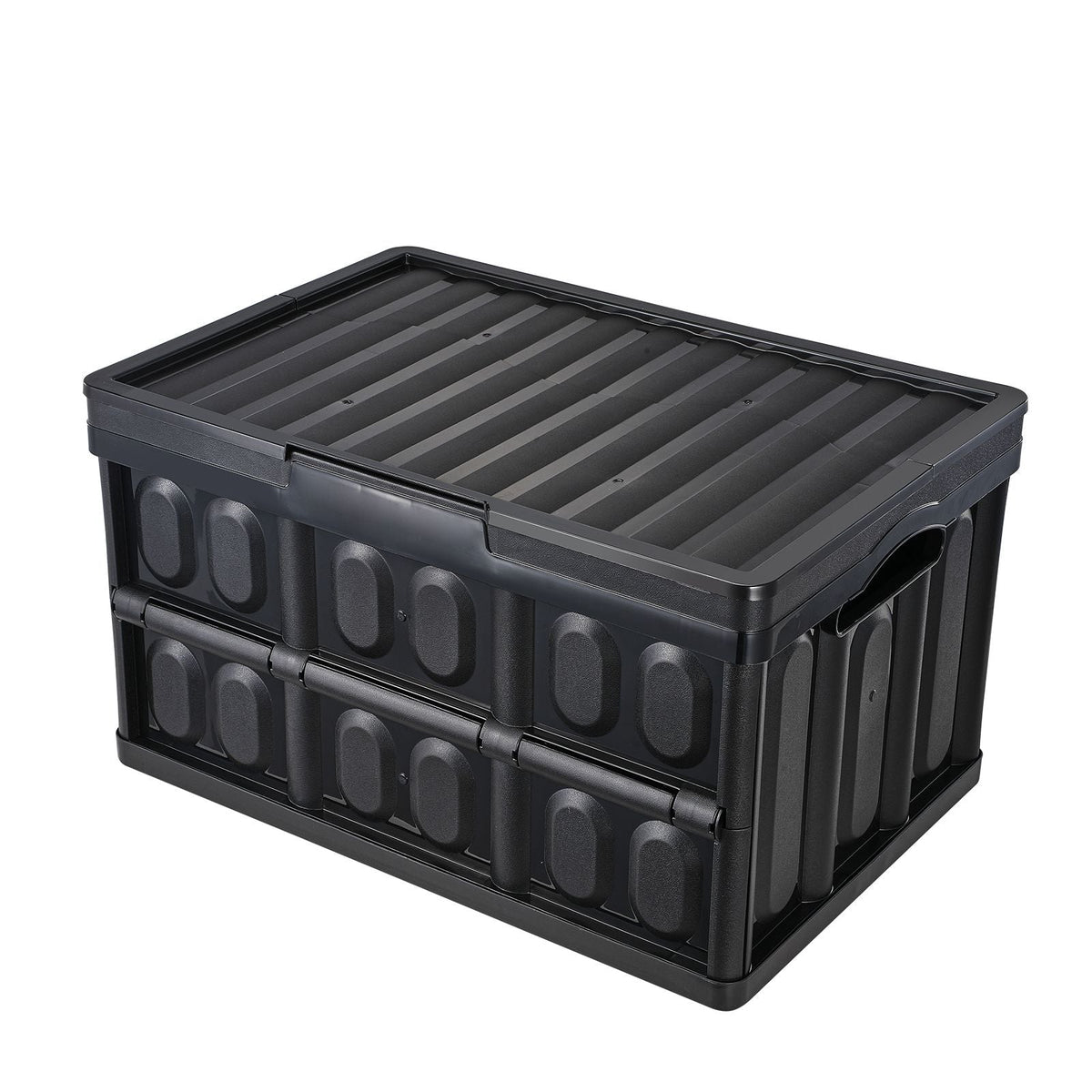 Collapsible Storage Bins with Lids, 45L 3 Packs, Folding Plastic Stackable Utility Crates with Handles, Large Heavy Duty Containers for Clothes, Toys, Books, Snack, Shoes, and Grocery Organizing