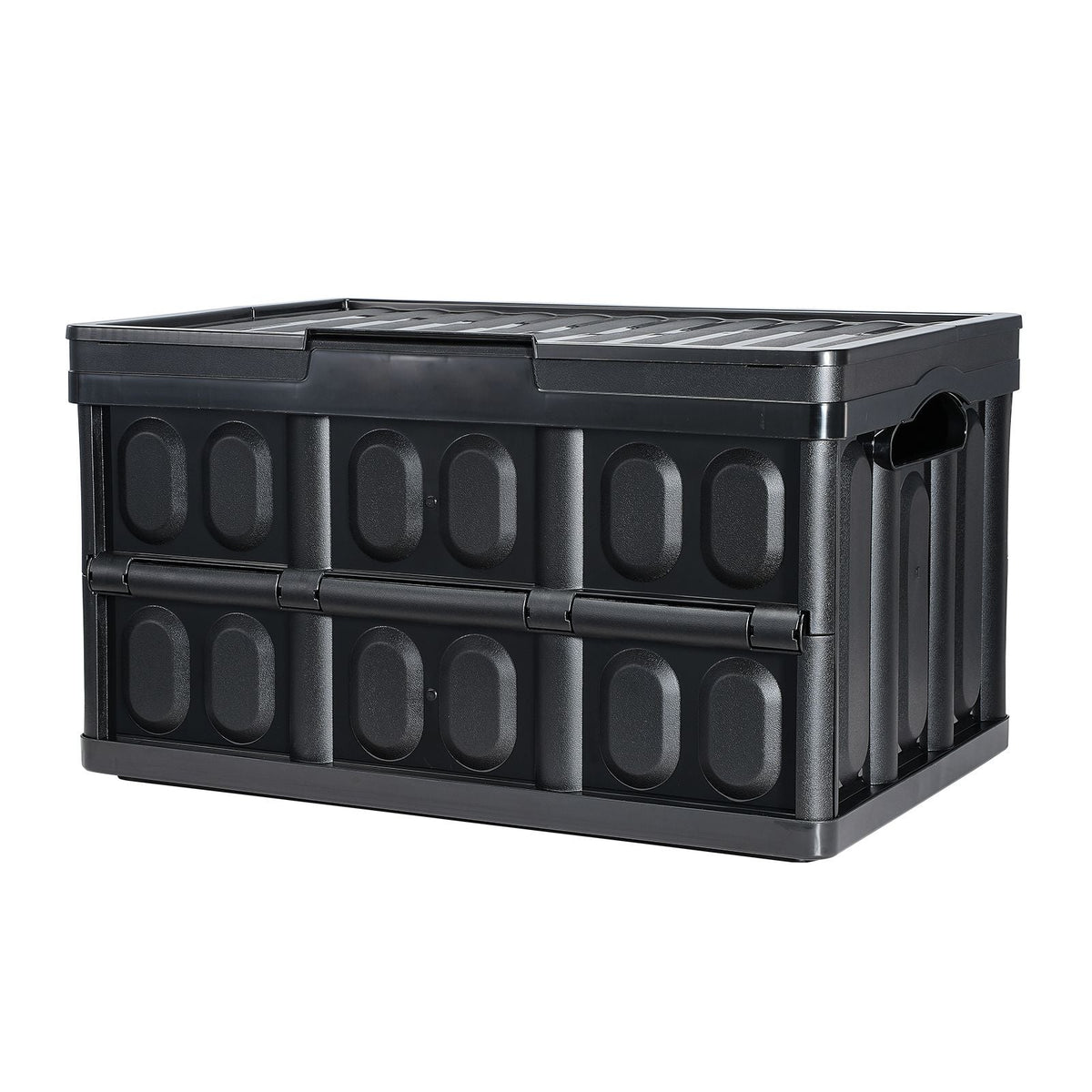 Collapsible Storage Bins with Lids, 45L 3 Packs, Folding Plastic Stackable Utility Crates with Handles, Large Heavy Duty Containers for Clothes, Toys, Books, Snack, Shoes, and Grocery Organizing