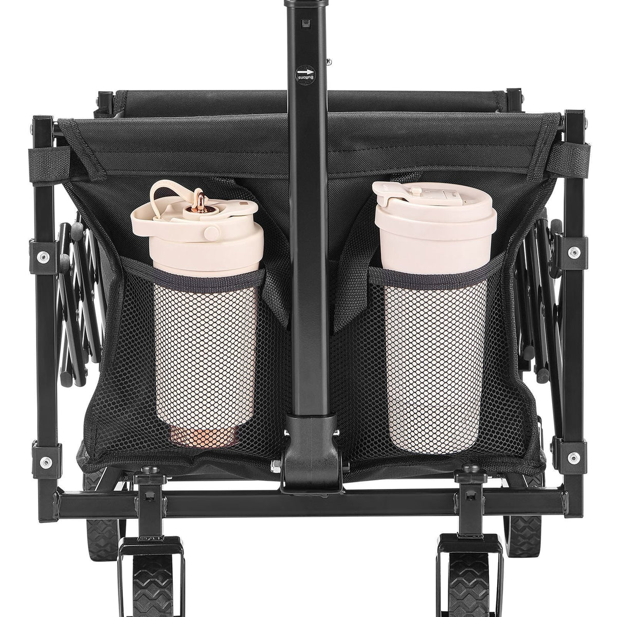 Collapsible Wagon Carts, 120L & 225LBS Folding Wagons with All-Terrain Wheels, Heavy Duty Outdoor Utility Cart with Adjustable Handle, Portable Camping Cart for Beach Grocery Garden Black