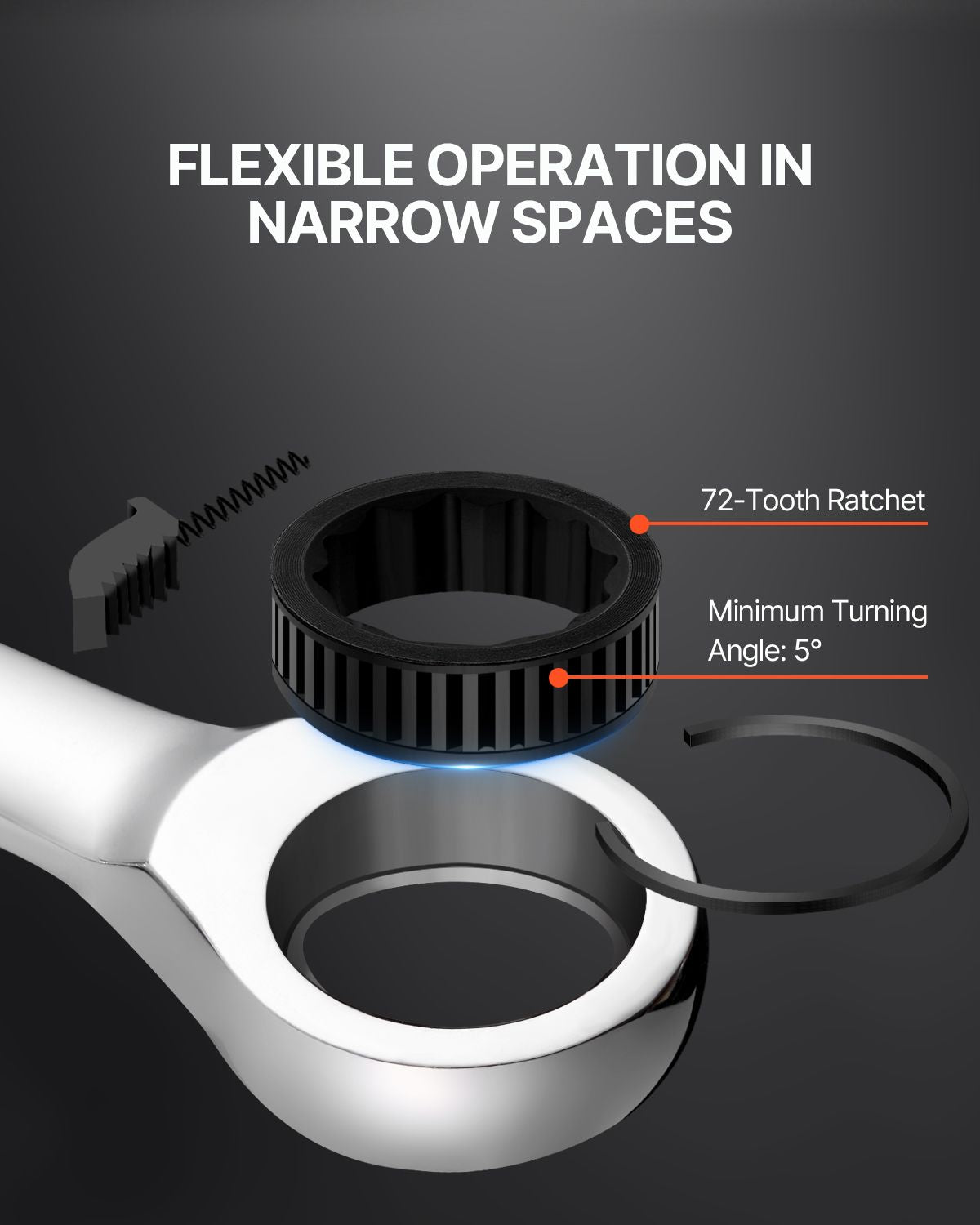 Combination Wrench Set, 8-Piece Ratcheting Wrench Set with Organizer Rack, Cr-V Steel Wrench Set Metric 8 mm to 19 mm, Ideal for General Household, Garage, Workshop, Auto Repairs, Emergency