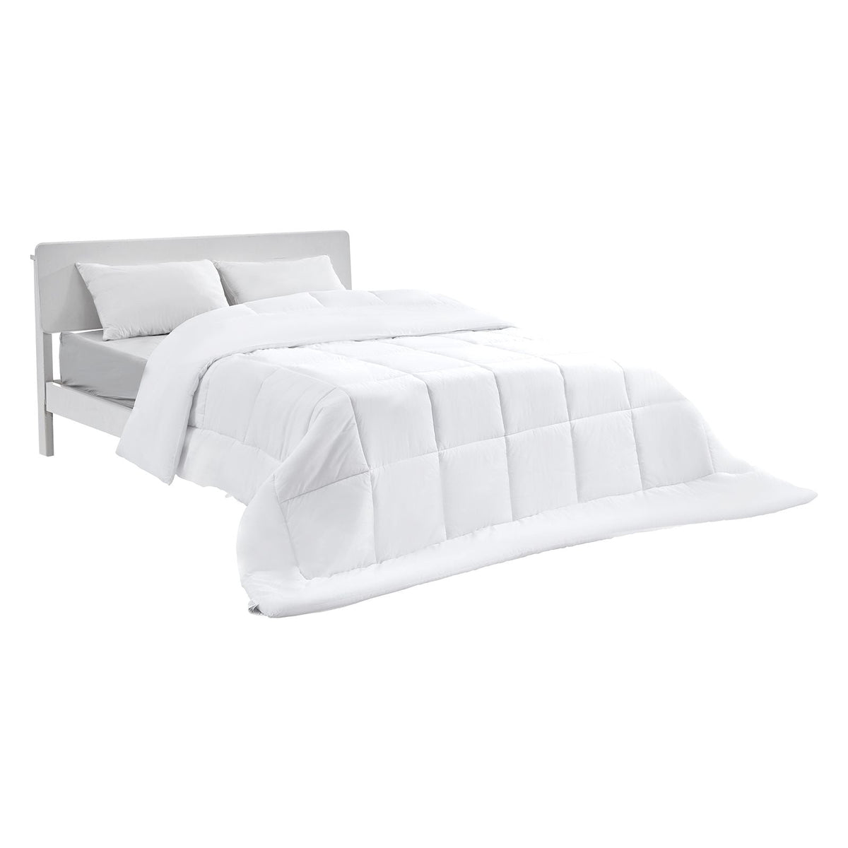 Comforter Duvet Insert, 88 x 88 in, Queen Size Down Alternative Comforter, Quilted All Season Duvet with 4 Tabs, Soft & Machine Washable, Box Stitched Bedding for Home Hotel, Women/Men, White