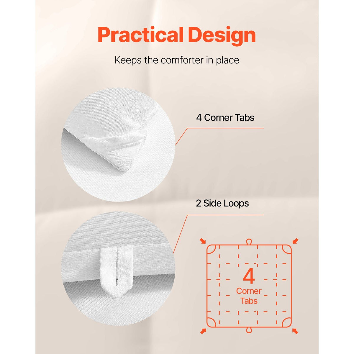 Comforter Duvet Insert, 88 x 88 in, Queen Size Down Alternative Comforter, Quilted All Season Duvet with 4 Tabs, Soft & Machine Washable, Box Stitched Bedding for Home Hotel, Women/Men, White