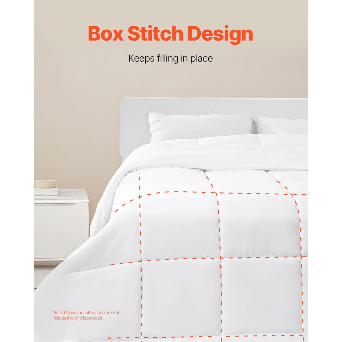 Comforter Duvet Insert, 88 x 88 in, Queen Size Down Alternative Comforter, Quilted All Season Duvet with 4 Tabs, Soft & Machine Washable, Box Stitched Bedding for Home Hotel, Women/Men, White