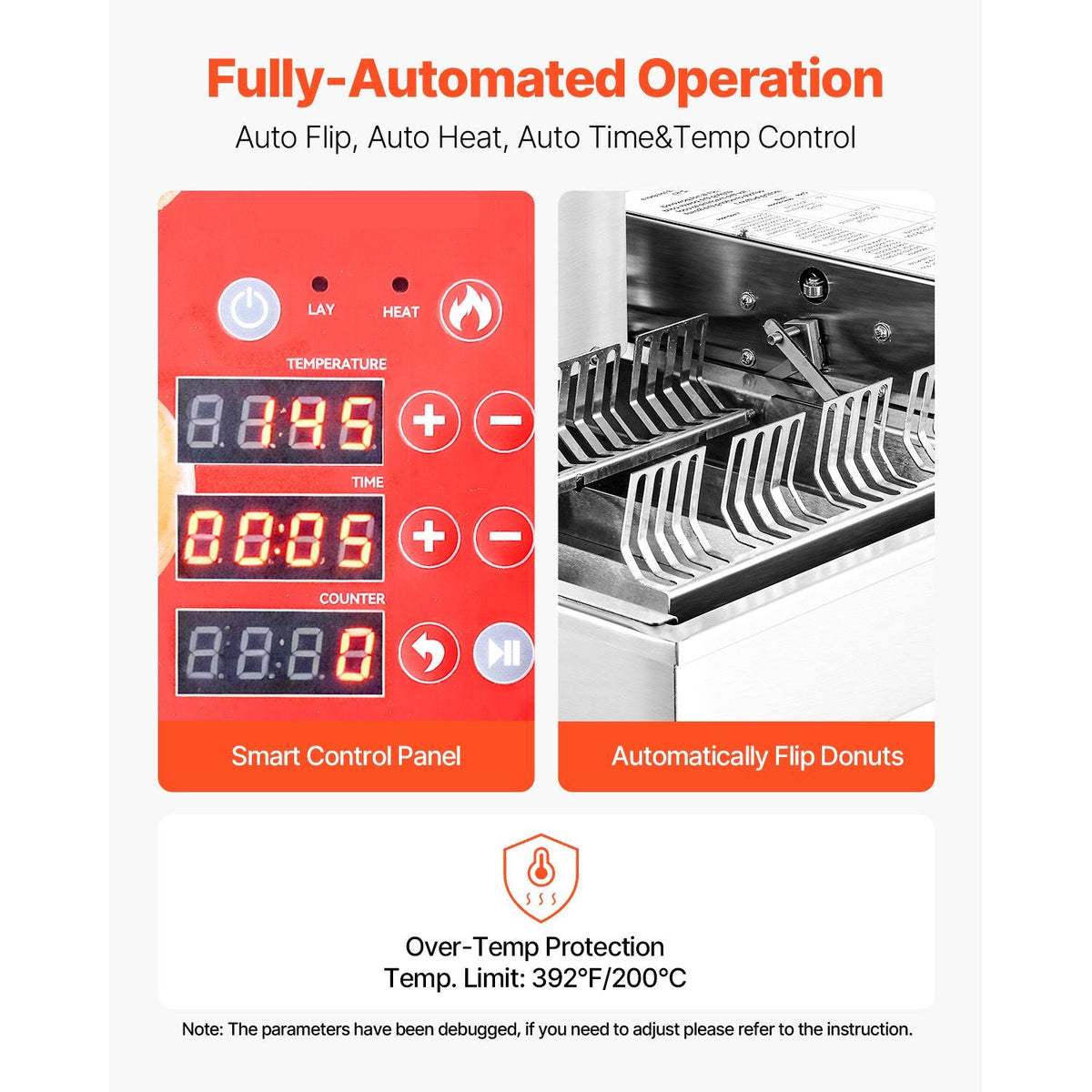 Commercial Automatic Donuts Machine, 4 Rows Donuts Making Equipment, 240 pcs/hour Electric High Power Doughnut Maker, Stainless Steel Frying Auto Fryer, with Intelligent Control