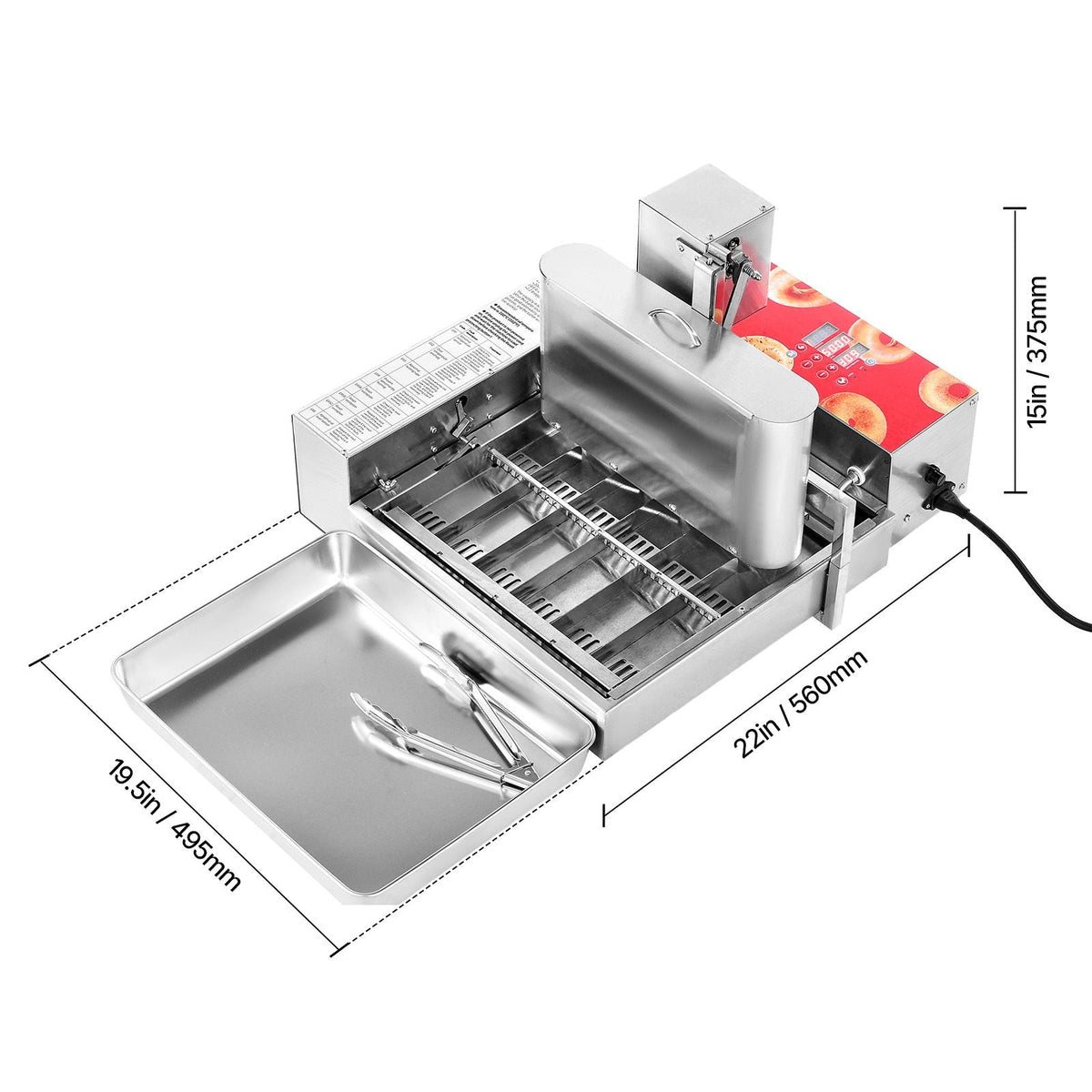 Commercial Automatic Donuts Machine, 6 Rows Donuts Making Equipment, 360 pcs/hour Electric High Power Doughnut Maker, Stainless Steel Frying Auto Fryer, with Intelligent Control