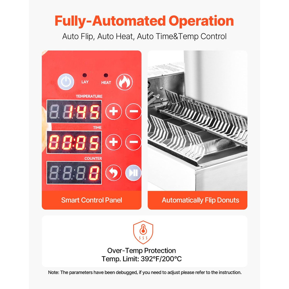 Commercial Automatic Donuts Machine, 6 Rows Donuts Making Equipment, 360 pcs/hour Electric High Power Doughnut Maker, Stainless Steel Frying Auto Fryer, with Intelligent Control