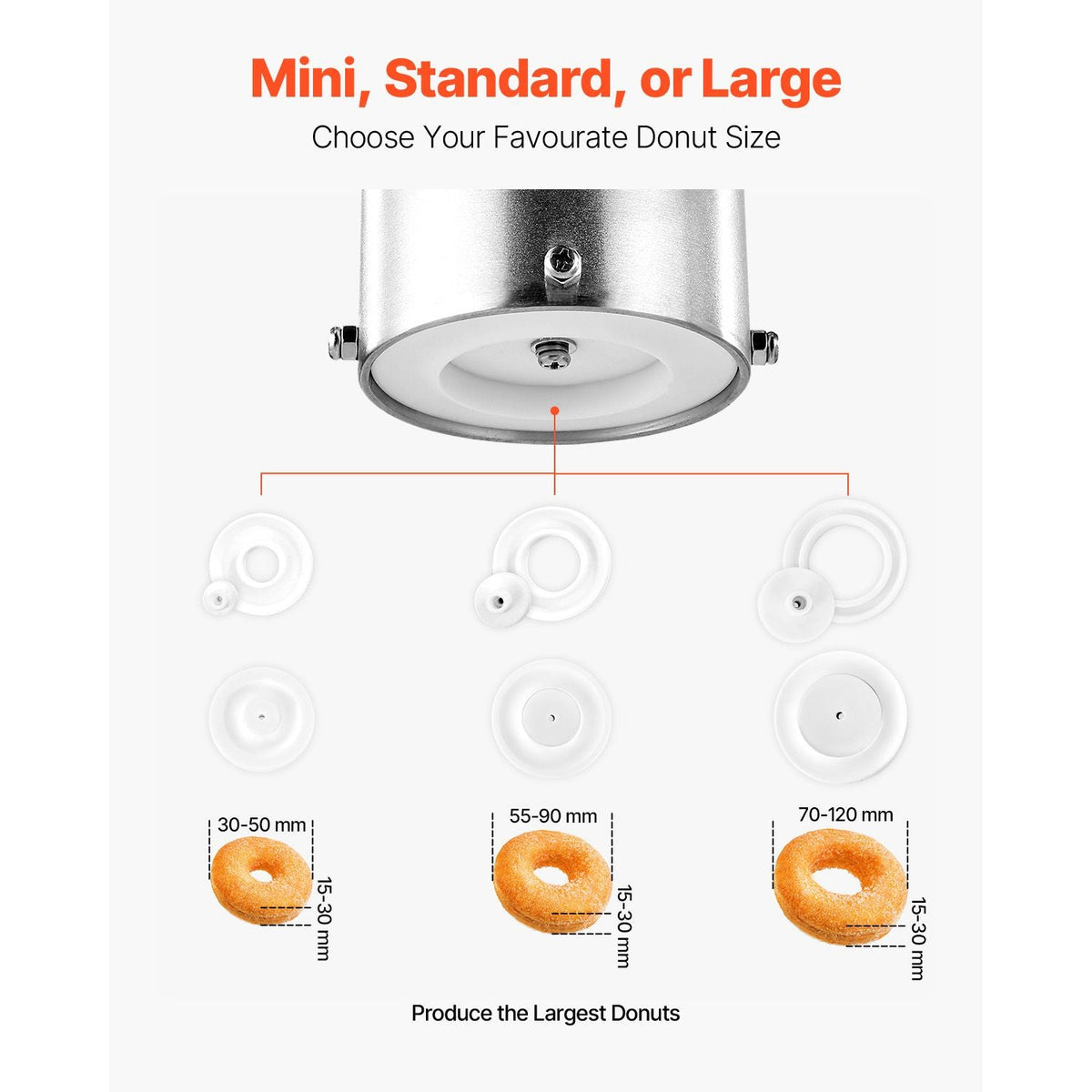Commercial Automatic Donuts Machine, Single Row Donuts Making Equipment, 90 pcs/hour Electric High Power Doughnut Maker, Stainless Steel Frying Auto Fryer, with 3 Size Molds, Auto Counting