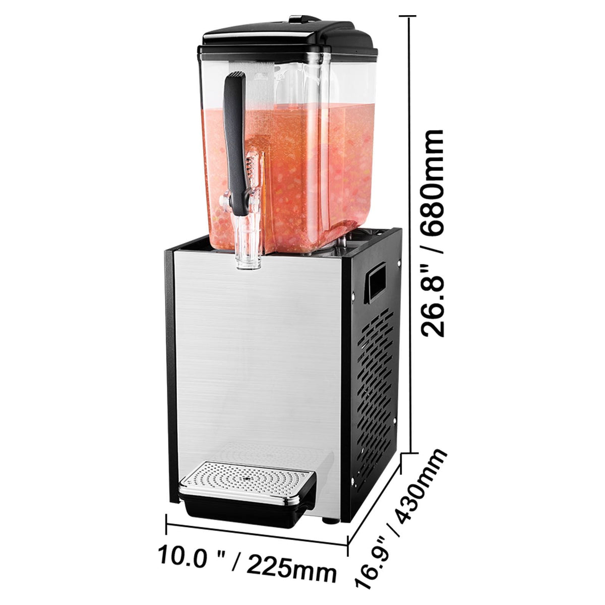 Commercial Beverage Dispenser, 12 L / 12.7 QT Juice Dispenser, 246W 304 Stainless Steel Food Grade Ice Tea Drink Machine with 45 Fahrenheit -54 Fahrenheit Cooling Temperature