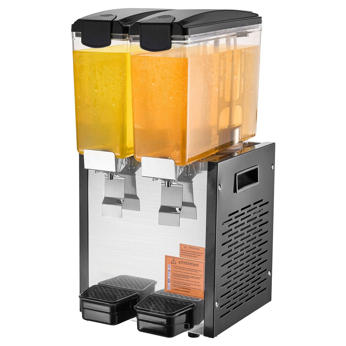 Commercial Beverage Dispenser, 2 Tanks 10 L / 10.6 QT Per Tank Juice Dispenser, 270W Stainless Steel Ice Tea Drink Machine with 45 Fahrenheit -54 Fahrenheit Cooling Temperature