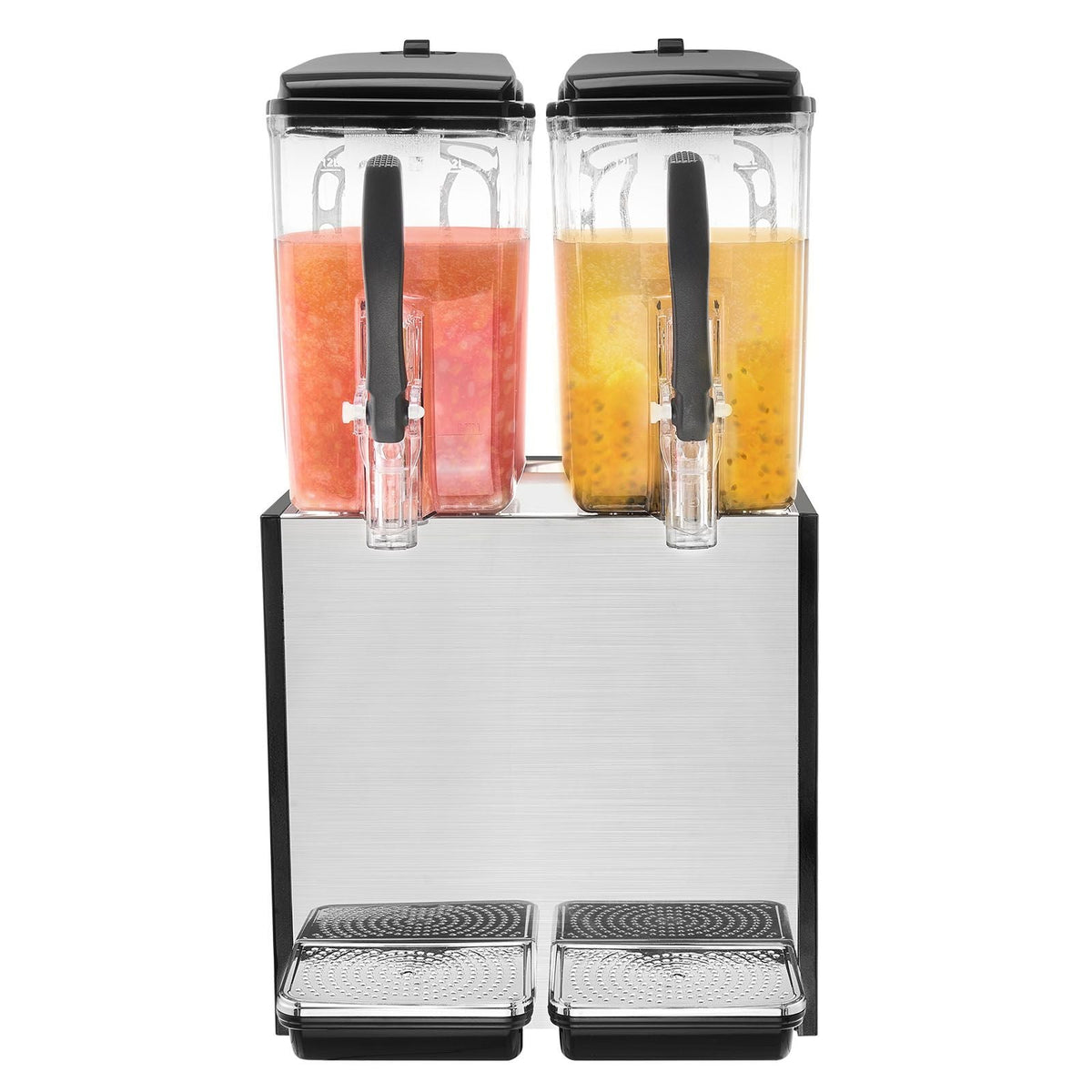 Commercial Beverage Dispenser, 2 Tanks 12 L / 12.7 QT Per Tank Juice Dispenser, 286W Stainless Steel Ice Tea Drink Machine with 45 Fahrenheit -54 Fahrenheit Cooling Temperature