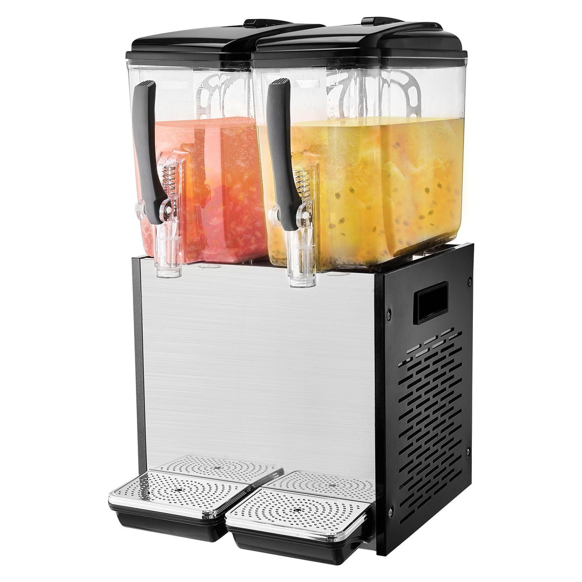 Commercial Beverage Dispenser, 2 Tanks 12 L / 12.7 QT Per Tank Juice Dispenser, 286W Stainless Steel Ice Tea Drink Machine with 45 Fahrenheit -54 Fahrenheit Cooling Temperature