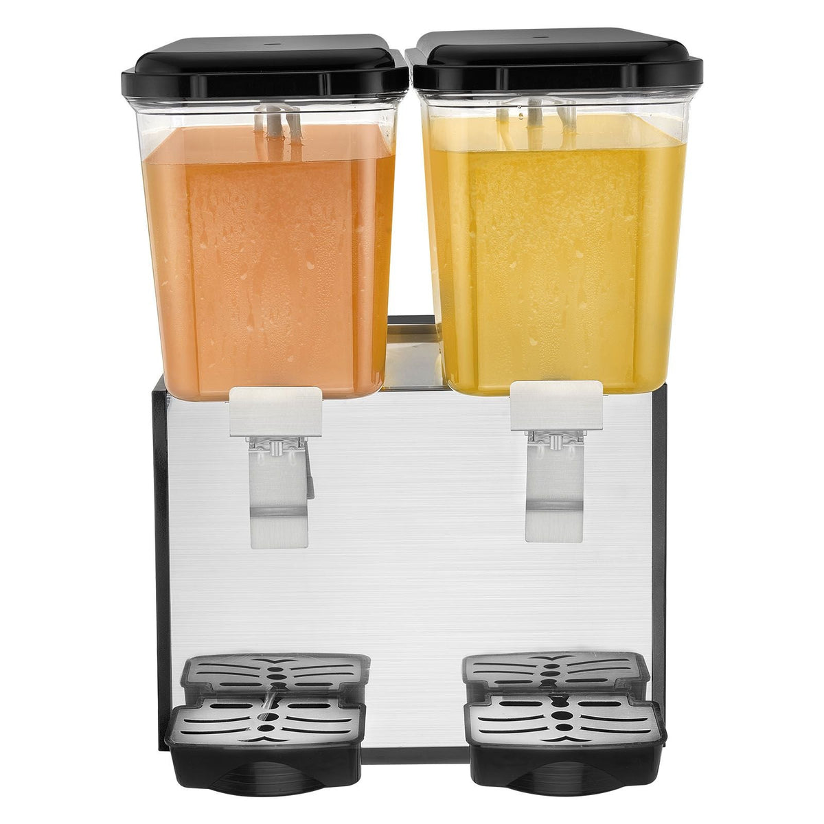 Commercial Beverage Dispenser, 2 Tanks 18 L / 19 QT Per Tank Juice Dispenser, 370W Stainless Steel Ice Tea Drink Machine with 45 Fahrenheit -54 Fahrenheit Cooling Temperature