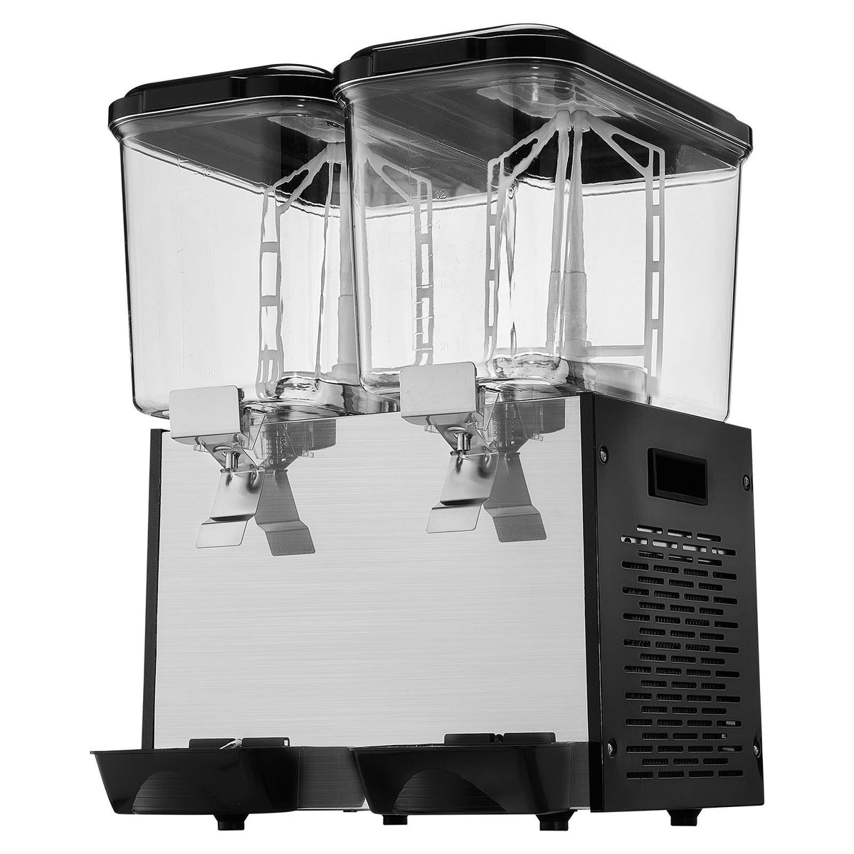 Commercial Beverage Dispenser, 2 Tanks 18 L / 19 QT Per Tank Juice Dispenser, 370W Stainless Steel Ice Tea Drink Machine with 45 Fahrenheit -54 Fahrenheit Cooling Temperature