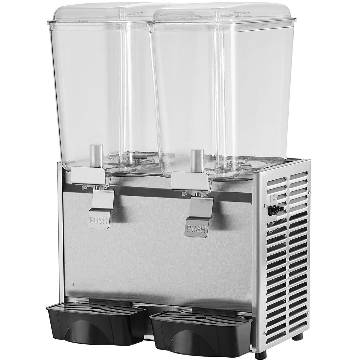 Commercial Beverage Dispenser, 20.4 Qt 18L 2 Tanks Ice Tea Drink Machine, 590W 304 Stainless Steel Juice Dispenser with 41-53.6 F Thermostat Controller, for Cold Drink Restaurant Hotel Party