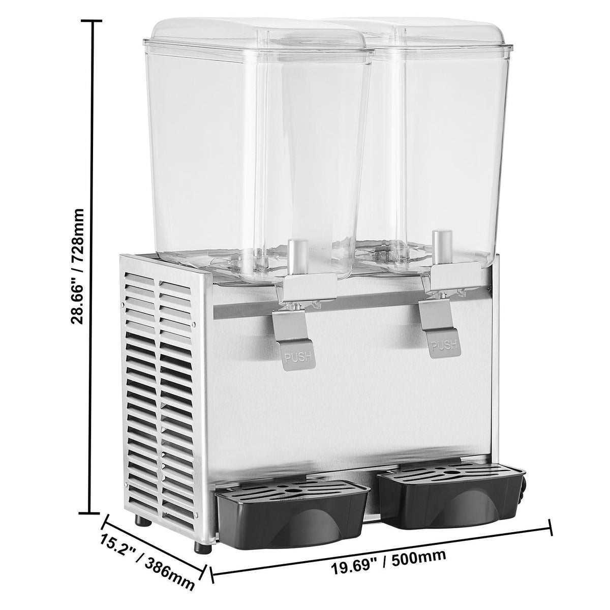 Commercial Beverage Dispenser, 20.4 Qt 18L 2 Tanks Ice Tea Drink Machine, 590W 304 Stainless Steel Juice Dispenser with 41-53.6 F Thermostat Controller, for Cold Drink Restaurant Hotel Party